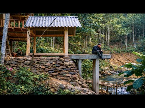 Living on the Edge of the Jungle | Building a Wooden House Above the Stream