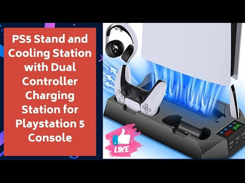 CYKOARMOR PS5 Stand and Cooling Station with Dual Controller Charging Station for Playstation 5