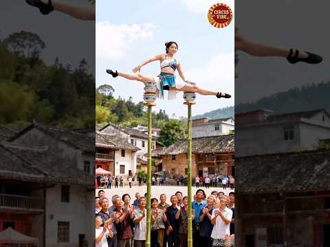 New girl jumping stunt circus act #shorts #viralvideo #circus #trending #shortsfeed