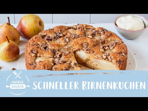Schneller Birnenkuchen | Versunkener Birnenkuchen | Walnuss-Birnenkuchen | Einfach Backen
