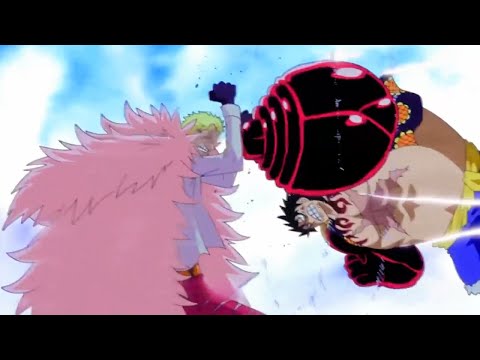 The Power From Luffy's First Punch Blew Doflamingo Into Town// ルフィの最初のパンチの威力でドフラミンゴは町に吹き飛ばされた。