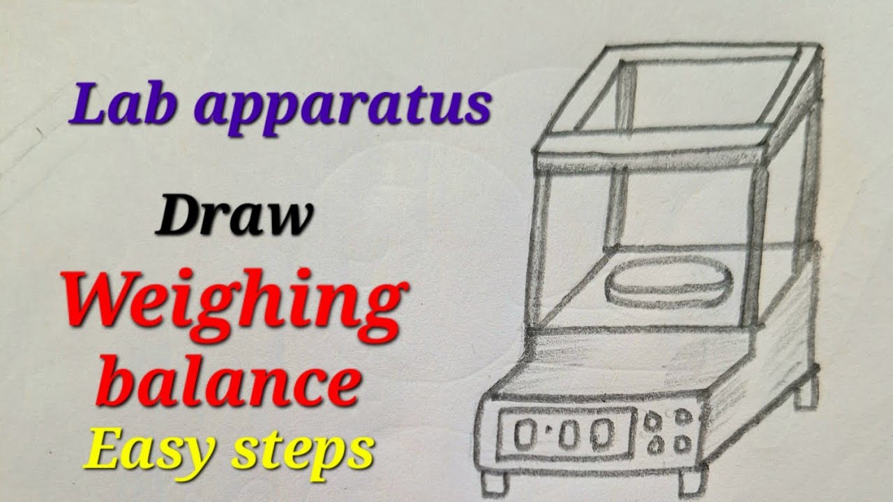 Weighing balance diagram,Digital weighing balance drawing,Draw Lab apparatus,Chemistry equipment