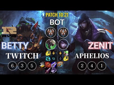 RNG Betty Twitch vs HLE Zenit Aphelios Bot - KR Patch 10.21