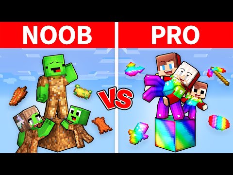 Mikey Family & JJ Family - NOOB vs PRO : One Block in Minecraft (Maizen)