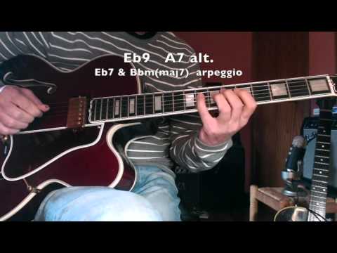 Jazz Guitar -  Imaj7 VI7 IIm7 V7 Chords & Substitutes - arpeggios Demo