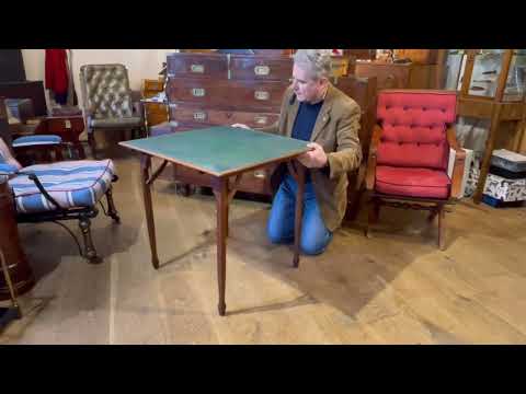 Antique oak card table with interesting mechanism