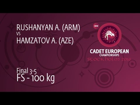 BRONZE FS - 100 kg: A. HAMZATOV (AZE) df. A. RUSHANYAN (ARM), 4-0