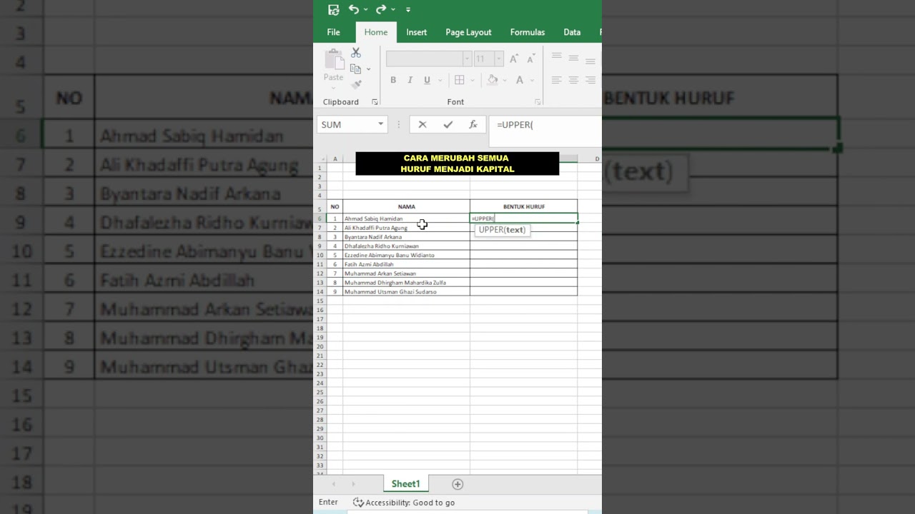Cara Merubah Huruf Kapital di Excel