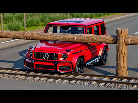 Cars vs LOG Trap on Train Track Challenge #1 in BeamNG Drive!