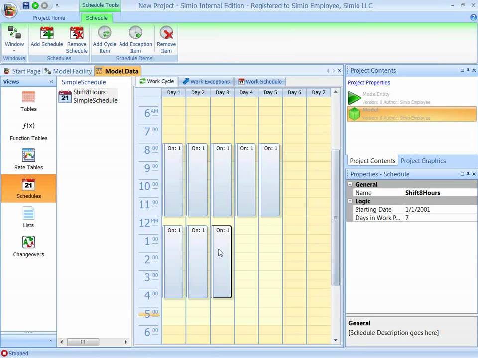 Simio Server Follows Work Schedule