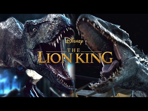 Jurassic World - Tyrannosaurus Rex vs Indominus Rex Music from The lion king