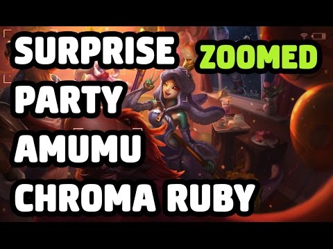 SURPRISE PARTY AMUMU CHROMA RUBY SKIN ZOOMED SPOTLIGHT - LEAGUE OF LEGENDS
