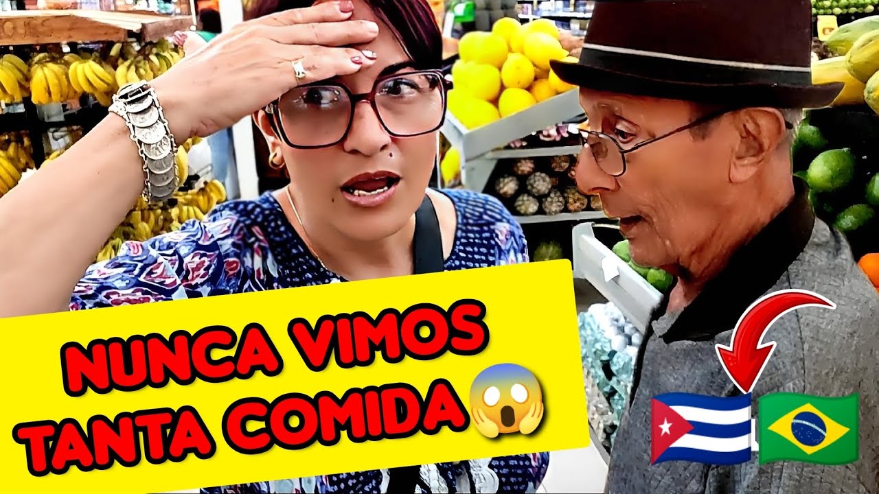 FAMÍLIA CUBANA VISITANDO PELA PRIMEIRA VEZ UM MERCADO. Cubanos impressionados. CUBANOS NO Brasil