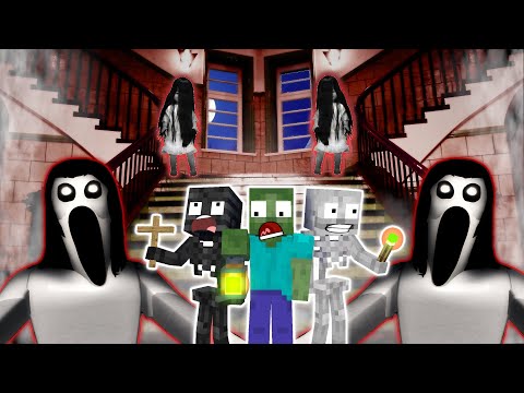 Monster School : SADAKO AND SLENDERINA's GHOSTS HOUSE - Minecraft Animation