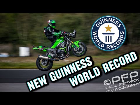 NEW GUINNESS WORLD RECORD!! 127mph Motorcycle Handlebar Wheelie