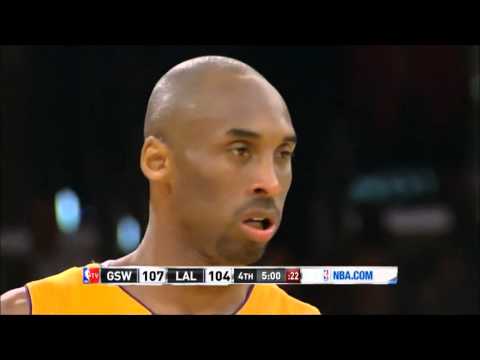 Kobe Bryant's back to back 3 pointers vs. Golden State Warriors (uncut) 04/12/13