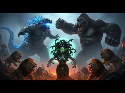 The Unlikely Alliance – KinhKong, Godzilla & Lions vs Medusa Gorgon