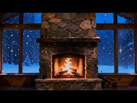 🔥Cozy Fireplace 24/7 | ❄️Snowy Night Outside | Winter Ambience (No Music)