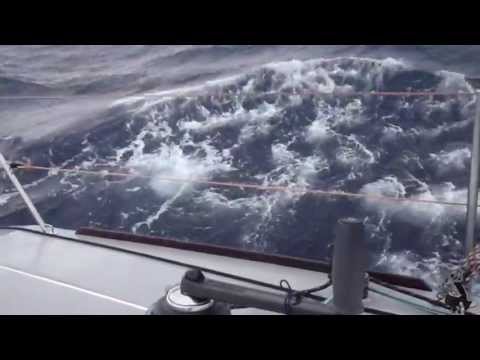 heaving-to in mid-Atlantic, front wind force 7-8, 3m to 4.5m waves, south of azores islands