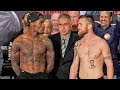 JERMALL CHARLO GIVES DENNIS HOGAN DEATH STARE DURING WEIGH IN FACE OFF IN NEW YORK!