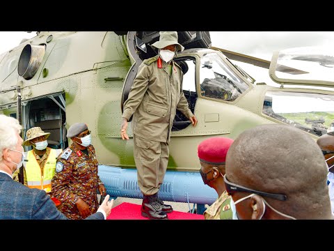 Museveni enters first ever Russian MI-24 overhauled fighter aircraft in Africa-Nakasongola, Uganda