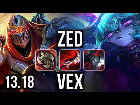 ZED vs VEX (MID) | Quadra, 2.4M mastery, 1400+ games, Dominating, 8/3/7 | EUW Master | 13.18