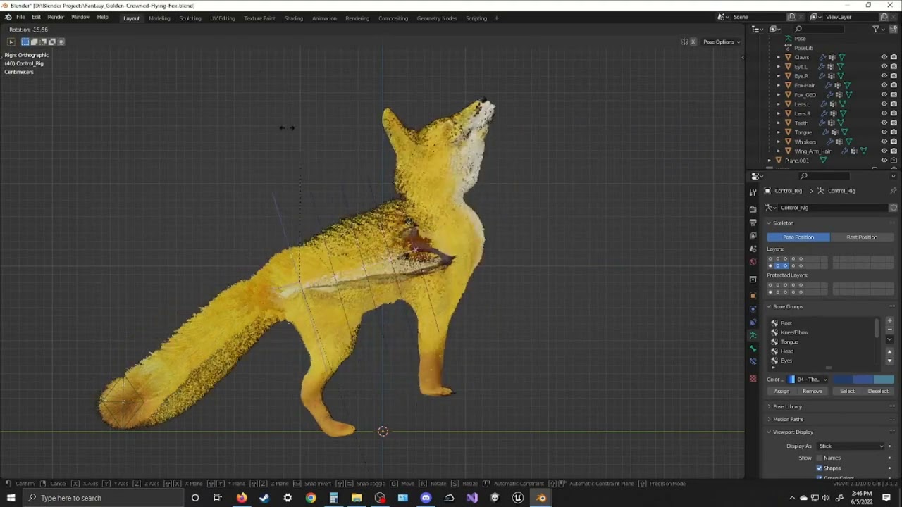 Fantasy Golden Crowned-Flying Fox 3D Model
