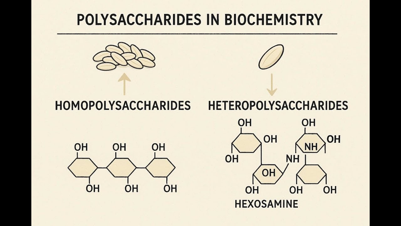 Polysaccharides in Biochemistry 🍚 | Homopolysaccharides vs Heteropolysaccharides Explained Simply