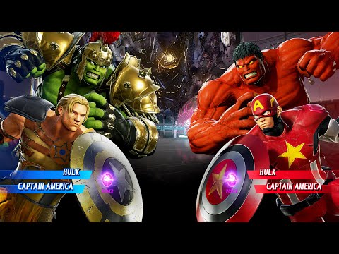 Gladiator Hulk & Gladiator Cap vs Red Hulk & Cap (Very Hard) Marvel vs Capcom | 4K UHD Gameplay