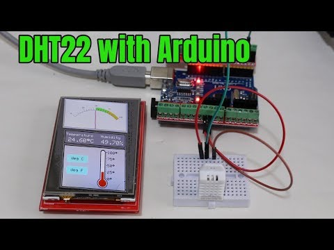 DHT22 with Arduino - Humidity and Temperature Sensor with Touch Screen LCD