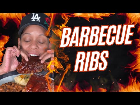 BBQ RIBS MUKBANG | MASHED POTATOES AND BAKED BEANS