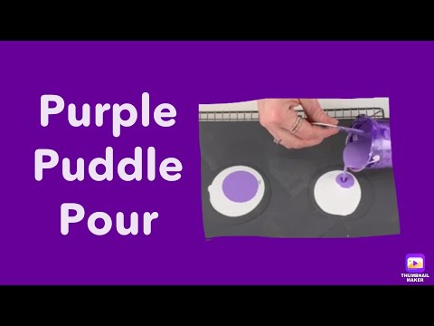 (75) An Easy Puddle Pour in Purple and Gray -Acrylic Pouring for Beginners