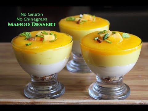 ചൈനഗ്രാസും ജലാറ്റിനും വേണ്ട, 4 ചേരുവ കൊണ്ട് 3 Layered Mango Milk Pudding / Ayesha's kitchen Pudding Video