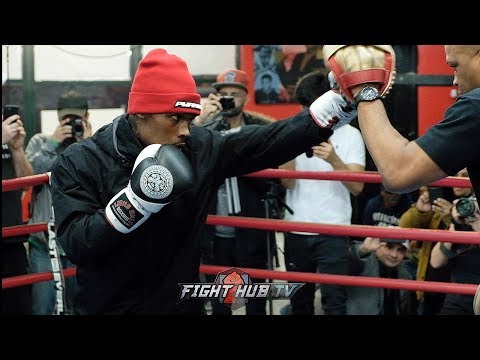 POWERFUL JERMELL CHARLO'S FULL MITT WORKOUT FOR TONY HARRISON