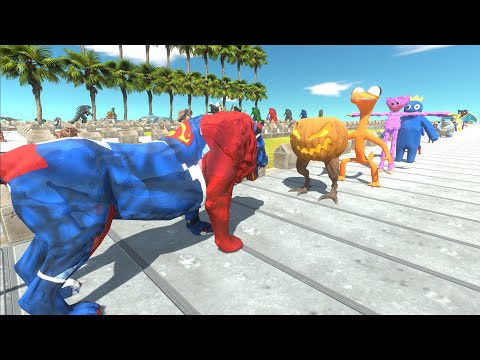 LION T - REX SUPERMAN DEATH RUN - Animal Revolt Battle Simulator