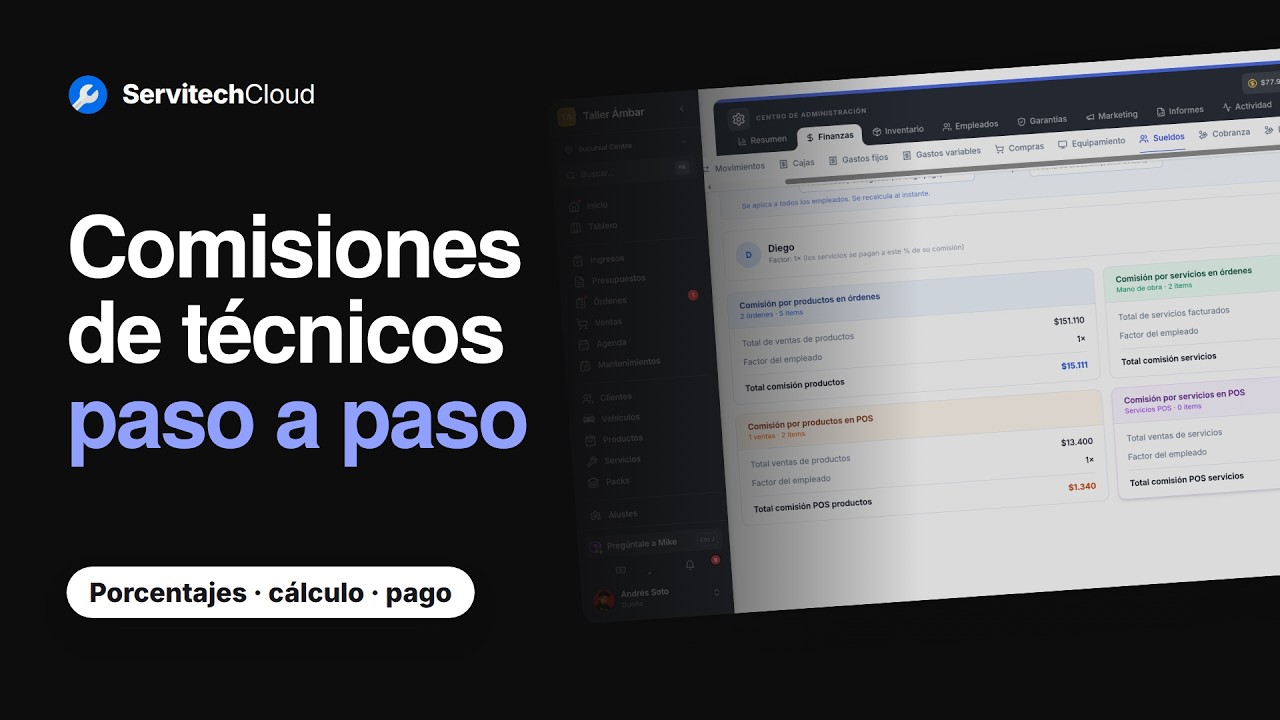 Calcular comisiones de técnicos sin planillas