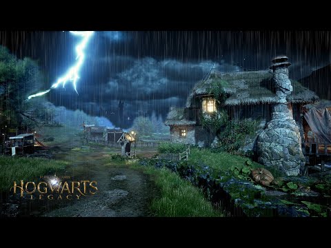 Walking in Thunderstorm at Night in Hogwarts Legacy (First-Person View)