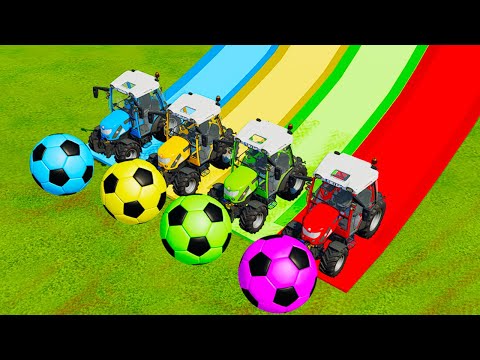 TRANSPORTING COLORED NEW HOLLAND TRACTOR TO CONSTRUCTION DEATH RUN PARKOUR #62  Farming Simulator 22