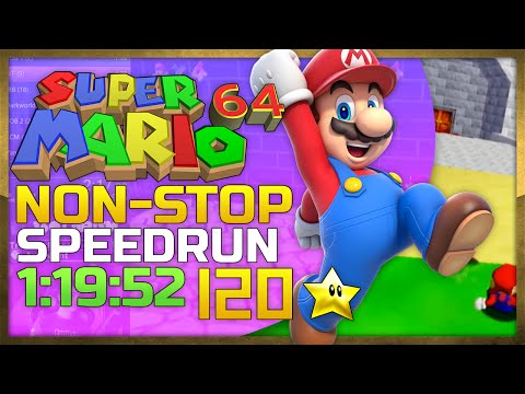 Super Mario 64 Non-Stop 120 Star Speedrun in 1:19:52