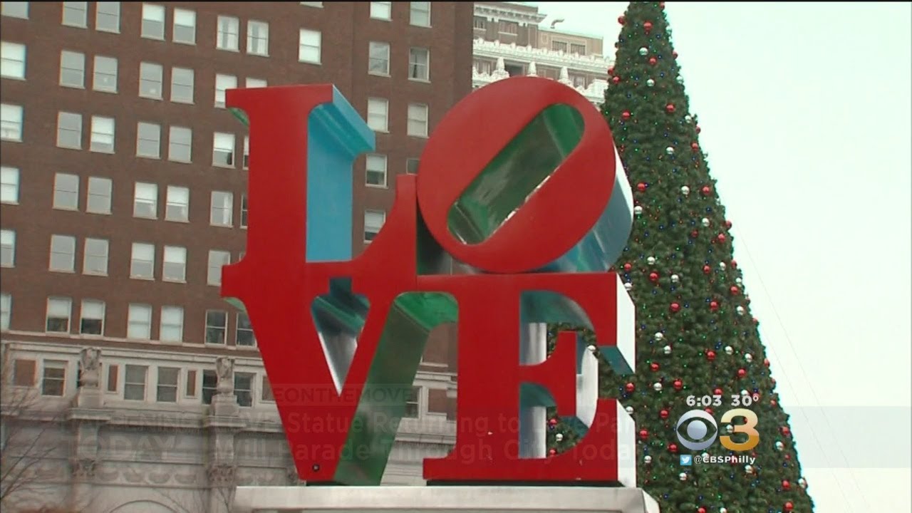 LOVE Sculpture Returns To Love Park With A Parade