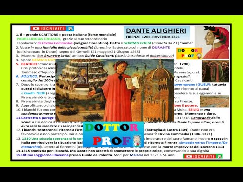📕 DANTE ALIGHIERI - VITA (riassunto semplice x superiori)