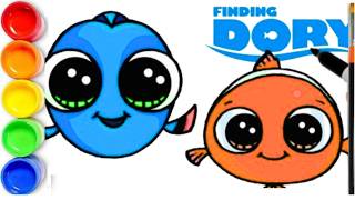 How to draw Nemo and Dory From Finding Dory Easy Step By Step