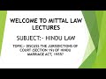 Discuss the jurisdictions of court (section 19) of Hindu marriage act, 1955?