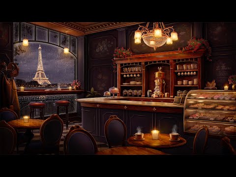 Dreamy Paris Cafe Ambience with Soft Jazz Piano & Rain Sounds for Sleep, Relaxation, & Focus