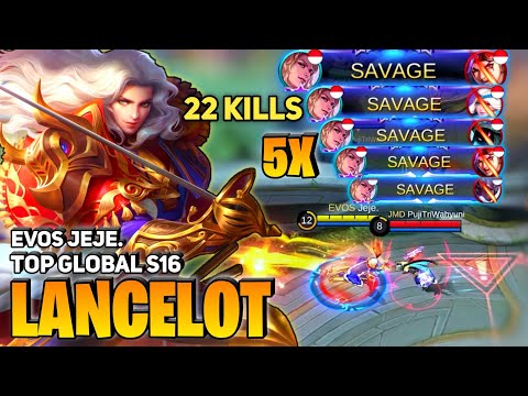 5x SAVAGE! Lancelot Fast Hand Gameplay [Former Top 1 Global Lancelot] By Evos Jeje.- Mobile Legends