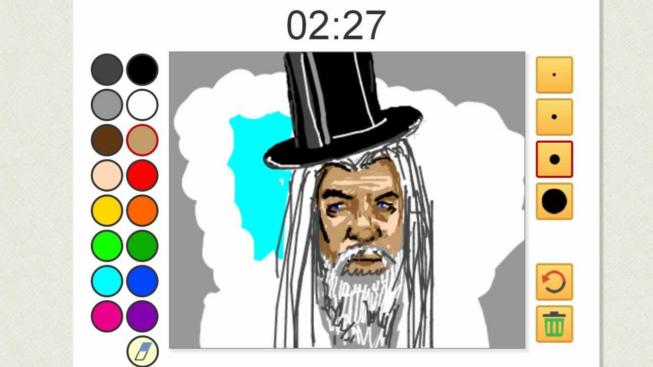 Drawception - Gandalf wearing a top hat