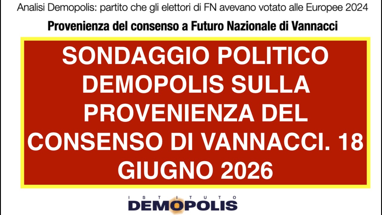 SONDAGGIO POLITICO DEMOPOLIS SULLA PROVENIENZA DEL CONSENSO DI VANNACCI. 18 GIUGNO 2026