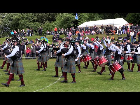 Stockbridge Pipe Band compete in Grade 3A at 2024 British Pipe Band Championships in Forres