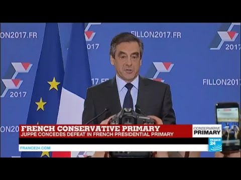 French conservative primary: François Fillon addresses supporters after victory