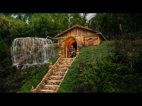 Build a Luxury Wooden House. With Rainwater Tank, Bed, Table, Cupboard, Trap and Cooking  ( Part 2)